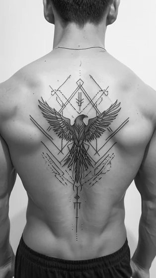 Geometric fine line tattoo design
