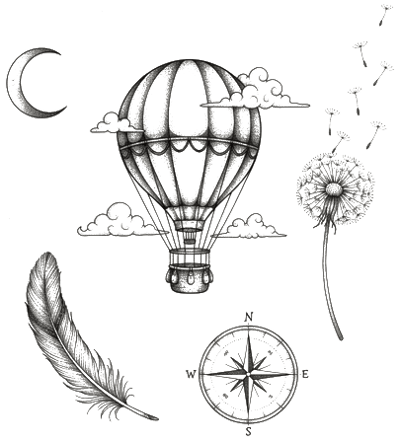 Fine-line journey tattoo design