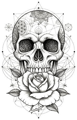 Skull and rose tattoo design