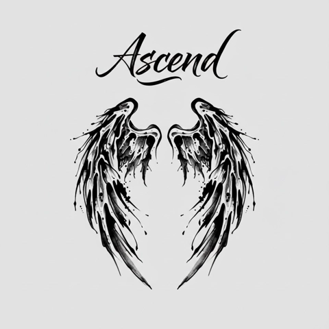 ascend abstract wings tattoo design
