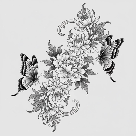 eastern bloom western style tattoo design